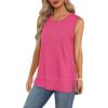 imageXIEERDUO Womens Summer Tank Tops Sleeveless Round Neck Casual Side Hem Tops Loose FitHot Pink