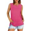 imageXIEERDUO Womens Summer Tank Tops Sleeveless Round Neck Casual Side Hem Tops Loose FitHot Pink