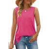 imageXIEERDUO Womens Summer Tank Tops Sleeveless Round Neck Casual Side Hem Tops Loose FitHot Pink