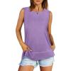 imageXIEERDUO Womens Summer Tank Tops Sleeveless Round Neck Casual Side Hem Tops Loose FitLavender