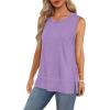imageXIEERDUO Womens Summer Tank Tops Sleeveless Round Neck Casual Side Hem Tops Loose FitLavender