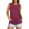 imageXIEERDUO Womens Summer Tank Tops Sleeveless Round Neck Casual Side Hem Tops Loose FitMauve