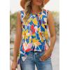 imageXIEERDUO Womens Summer Tank Tops Sleeveless Round Neck Casual Side Hem Tops Loose FitPrinted Colorful