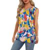 imageXIEERDUO Womens Summer Tank Tops Sleeveless Round Neck Casual Side Hem Tops Loose FitPrinted Colorful