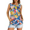 imageXIEERDUO Womens Summer Tank Tops Sleeveless Round Neck Casual Side Hem Tops Loose FitPrinted Colorful