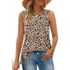 imageXIEERDUO Womens Summer Tank Tops Sleeveless Round Neck Casual Side Hem Tops Loose FitPrinted Leopard