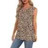 imageXIEERDUO Womens Summer Tank Tops Sleeveless Round Neck Casual Side Hem Tops Loose FitPrinted Leopard