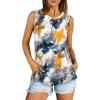 imageXIEERDUO Womens Summer Tank Tops Sleeveless Round Neck Casual Side Hem Tops Loose FitPrinted Tie Dye