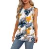 imageXIEERDUO Womens Summer Tank Tops Sleeveless Round Neck Casual Side Hem Tops Loose FitPrinted Tie Dye