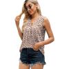 imageXIEERDUO Womens V Neck Chiffon Tank Top Sleeveless Work Office Pleated Blouses Tops00beige Dot