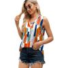 imageXIEERDUO Womens V Neck Chiffon Tank Top Sleeveless Work Office Pleated Blouses Tops00colorful
