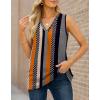 imageXIEERDUO Womens V Neck Chiffon Tank Top Sleeveless Work Office Pleated Blouses Tops02astripe Print