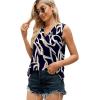 imageXIEERDUO Womens V Neck Chiffon Tank Top Sleeveless Work Office Pleated Blouses Tops02bblack Print