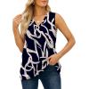 imageXIEERDUO Womens V Neck Chiffon Tank Top Sleeveless Work Office Pleated Blouses Tops02bblack Print