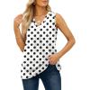 imageXIEERDUO Womens V Neck Chiffon Tank Top Sleeveless Work Office Pleated Blouses Tops03ablack Dot