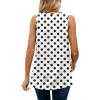imageXIEERDUO Womens V Neck Chiffon Tank Top Sleeveless Work Office Pleated Blouses Tops03ablack Dot