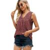 imageXIEERDUO Womens V Neck Chiffon Tank Top Sleeveless Work Office Pleated Blouses Tops03brose Dot