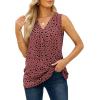 imageXIEERDUO Womens V Neck Chiffon Tank Top Sleeveless Work Office Pleated Blouses Tops03brose Dot