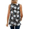 imageXIEERDUO Womens V Neck Chiffon Tank Top Sleeveless Work Office Pleated Blouses Tops03dblack Floral