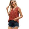 imageXIEERDUO Womens V Neck Chiffon Tank Top Sleeveless Work Office Pleated Blouses Tops03fred Print