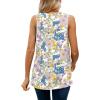 imageXIEERDUO Womens V Neck Chiffon Tank Top Sleeveless Work Office Pleated Blouses Tops03kwhite Blue Floral