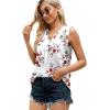 imageXIEERDUO Womens V Neck Chiffon Tank Top Sleeveless Work Office Pleated Blouses Tops03lwhite Floral