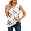 imageXIEERDUO Womens V Neck Chiffon Tank Top Sleeveless Work Office Pleated Blouses Tops03lwhite Floral