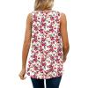 imageXIEERDUO Womens V Neck Chiffon Tank Top Sleeveless Work Office Pleated Blouses Tops03mred Flower