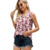 imageXIEERDUO Womens V Neck Chiffon Tank Top Sleeveless Work Office Pleated Blouses Tops03mred Flower