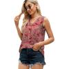 imageXIEERDUO Womens V Neck Chiffon Tank Top Sleeveless Work Office Pleated Blouses Tops03npink Floral