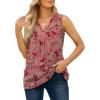 imageXIEERDUO Womens V Neck Chiffon Tank Top Sleeveless Work Office Pleated Blouses Tops03npink Floral