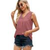 imageXIEERDUO Womens V Neck Chiffon Tank Top Sleeveless Work Office Pleated Blouses Tops03pink