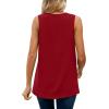 imageXIEERDUO Womens V Neck Chiffon Tank Top Sleeveless Work Office Pleated Blouses Tops04red