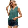 imageXIEERDUO Womens V Neck Chiffon Tank Top Sleeveless Work Office Pleated Blouses Tops05blue