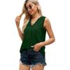 imageXIEERDUO Womens V Neck Chiffon Tank Top Sleeveless Work Office Pleated Blouses Tops06green