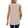 imageXIEERDUO Womens V Neck Chiffon Tank Top Sleeveless Work Office Pleated Blouses Tops07apricot