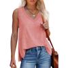 imageWomens Tank Tops Summer V Neck Loose Fit Casual Basic Side Split Sleeveless01coral