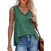 imageWomens Tank Tops Summer V Neck Loose Fit Casual Basic Side Split Sleeveless03green