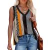imageWomens Tank Tops Summer V Neck Loose Fit Casual Basic Side Split Sleeveless06black Stripe