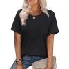imageXIEERDUO Summer Tops for Women Casual Crewneck Short Sleeve Shirts Pocket ComfyBlack