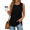 imageXIEERDUO Womens Summer Tank Tops Sleeveless Round Neck Casual Side Hem Tops Loose FitA Black