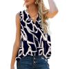 imageXIEERDUO Womens V Neck Chiffon Tank Top Sleeveless Work Office Pleated Blouses Tops02bblack Print