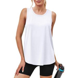 imageWomens Workout Tops Sleeveless Racerback Lightweight Active Tennis Yoga Shirts Athletic Running Tank Top for Women00white