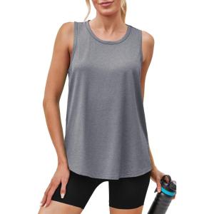 imageWomens Workout Tops Sleeveless Racerback Lightweight Active Tennis Yoga Shirts Athletic Running Tank Top for WomenGrey