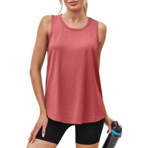 imageWomens Workout Tops Sleeveless Racerback Lightweight Active Tennis Yoga Shirts Athletic Running Tank Top for WomenRed
