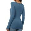 imageWomens Long Sleeve Square Neck Tops 2024 Fashion Slim Fit Tees ShirtsBlue