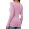 imageWomens Long Sleeve Square Neck Tops 2024 Fashion Slim Fit Tees ShirtsPink
