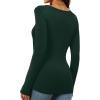 imageWomens Long Sleeve Square Neck Tops 2024 Fashion Slim Fit Tees ShirtsRibbed Green