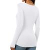 imageWomens Long Sleeve Square Neck Tops 2024 Fashion Slim Fit Tees ShirtsRibbed White