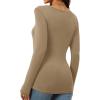imageWomens Long Sleeve Square Neck Tops 2024 Fashion Slim Fit Tees ShirtsToffee
